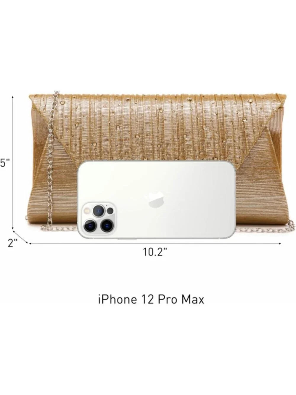 Women’s Gold Clutch Purse With Detachable Chain Wedding Formal Evening Bag